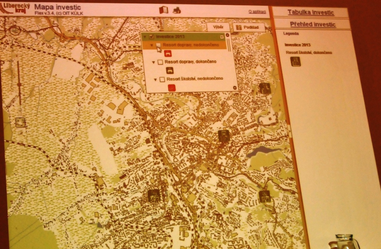 Mapa investic na krajském webu